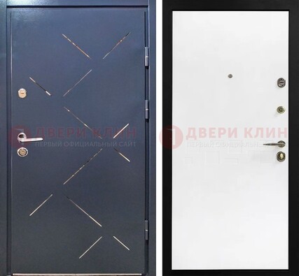 Синеватая дверь с порошковым напылением и зеркальными вставками ДП-208 в Климовске