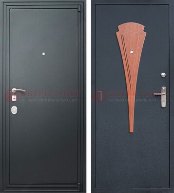 Черная железная дверь с порошковым покрытием и накладкой МДФ внутри ДП-245 в Климовске