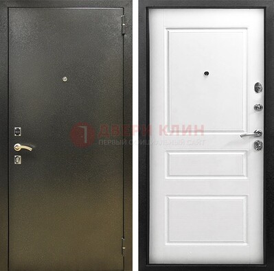 Входная дверь Темное серебро с порошковым напылением и белой МДФ ДП-272 в Талдоме