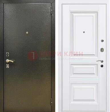 Железная темно-серая дверь с порошковым напылением и белой МДФ ДП-274 в Климовске