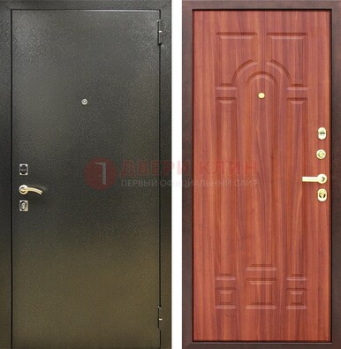 Входная темно-серая дверь с порошковой отделкой и МДФ Миланский орех ДП-281 в Климовске