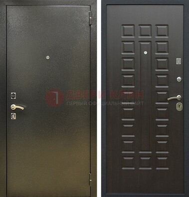 Темно-серая железная дверь с порошковым покрытием и МДФ Венге ДП-287 в Климовске