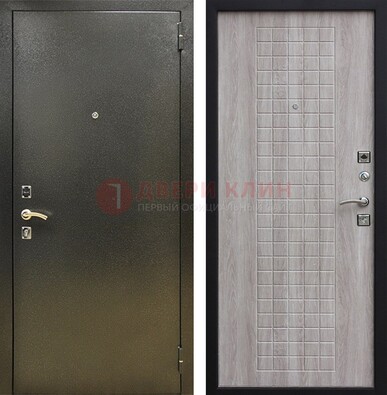 Железная темная дверь с порошковым покрытием и филенчатой МДФ ДП-297 в Климовске