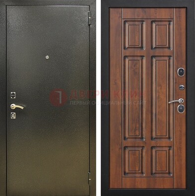 Металлическая входная темная дверь с порошковым напылением и МДФ ДП-299 в Климовске