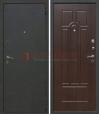 Черная металлическая дверь с порошковым окрасом ДП-47 в Климовске
