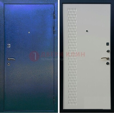 Синяя железная дверь с порошковым напылением ДП-49 в Климовске