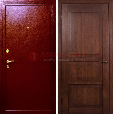 Красная железная дверь с порошковым окрасом ДП-58 в Климовске