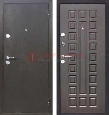 Коричневая железная дверь с порошковым окрасом ДП-63 в Климовске