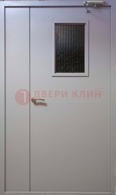 Белая железная подъездная дверь ДПД-4 в Климовске