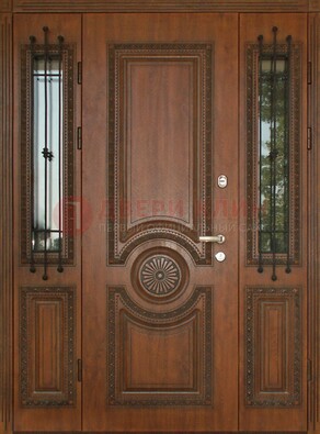 Парадная распашная стальная дверь Винорит со стеклом ДПР-106 в Климовске