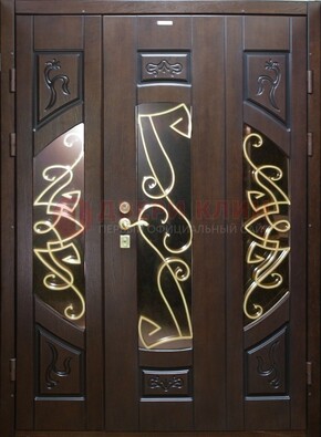 Парадная дверь со стеклом и ковкой ДПР-1 в каркасный дом в Климовске