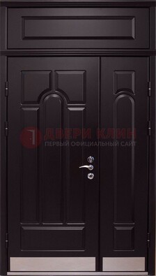 Парадная дверь с металлическими вставками ДПР-47 и фрамугой в Климовске