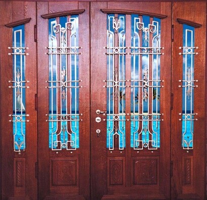 Парадная дверь со вставками из стекла ДПР-55 с шумоизоляцией в Климовске