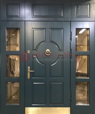 Стальная парадная дверь ДПР-64 со стеклопакетом в Климовске
