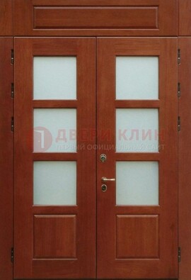 Металлическая парадная дверь со стеклом ДПР-69 для загородного дома в Люберцах