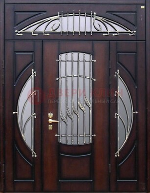 Парадная дверь со стеклянными вставками и ковкой ДПР-9 для улицы в Павловском Посаде