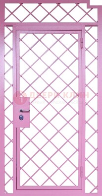 Розовая металлическая решетчатая дверь ДР-15 в Климовске