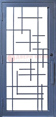 Современная железная решетчатая дверь синяя ДР-31 в Климовске