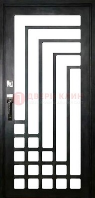 Черная стальная решетчатая дверь в современном стиле ДР-43 в Климовске