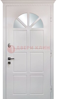 Светлая железная дверь со стеклом ДС-29 в Климовске