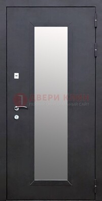 Черная стальная дверь порошок со стеклом ДС-33 в Климовске