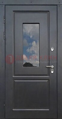 Чёрная металлическая дверь со стеклом ДС-77 в Климовске