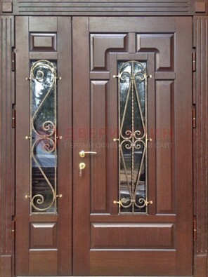 Стальная распашная дверь Винорит стекло и ковка ДСК-274 в Климовске