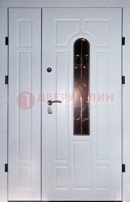 Входная дверь Винорит со стеклом в белом цвете ДСК-277 в Климовске