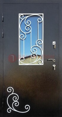 Входная дверь Порошок со стеклом и ковкой ДСК-278 в Климовске