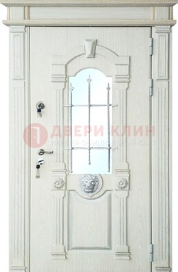 Герметичная входная дверь со стеклом и ковкой с украшением ДСК-64 в Климовске