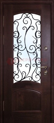 Металлическая дверь со стеклом и ковкой ДСК-6 в квартиру в Волжском