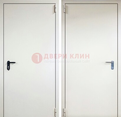 Белая железная техническая дверь ДТ-16 в Климовске