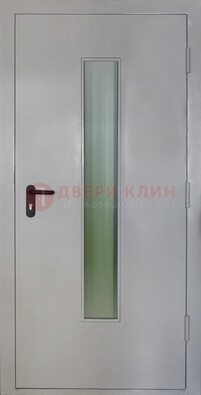 Белая металлическая техническая дверь со стеклянной вставкой ДТ-2 в Архангельске