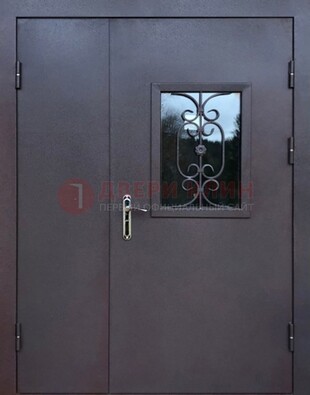 Тамбурная дверь Порошок со стеклом и ковкой ДТМ-48 в Климовске