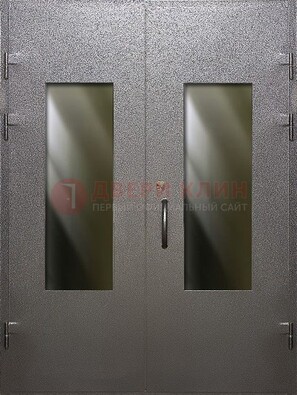 Серая тамбурная дверь со стеклянными вставками ДТМ-8 в Климовске