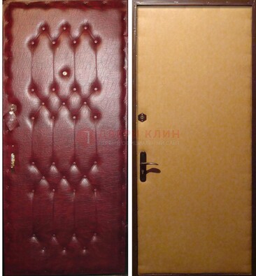 Бордовая металлическая дверь с винилискожей ДВ-1 в Краснодаре