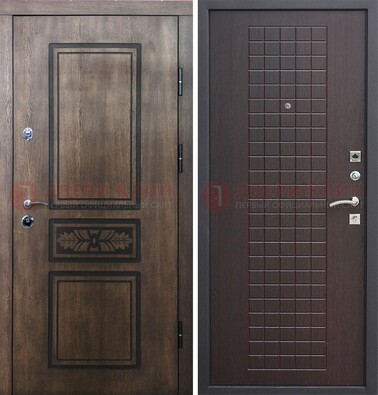 Входная резная дверь c МДФ и коричневой обратной стороной  ДM-1177 в Краснодаре