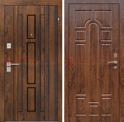 Стальная коричневая дверь с МДФ и коричневой МДФ внутри ДМ-1388 в Климовске