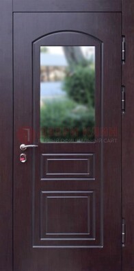 Темная железная дверь с виноритом и стеклом ДВТ-162 в Дмитрове