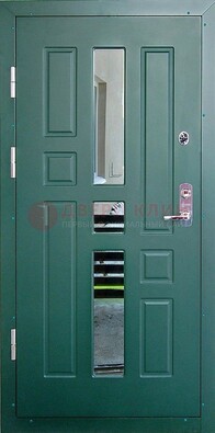 Зеленая железная  дверь с виноритом и зеркалом ДВТ-205 в Климовске