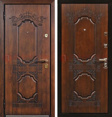 Коричневая железная дверь с виноритом и узором ДВТ-211 в Климовске