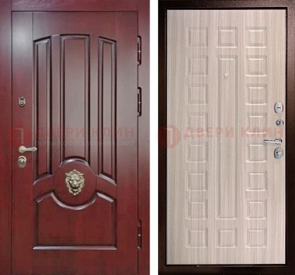 Темно-красная входная дверь с виноритом ДВТ-234 в Климовске