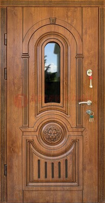Классическая стальная дверь Винорит со стеклом и узором ДВТ-261 в Климовске