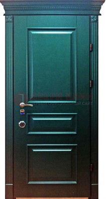 Зеленая входная филенчатая дверь с виноритом ДВТ-62 в Климовске