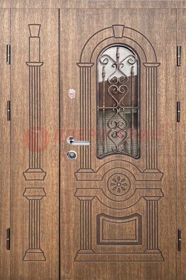 Железная классическая дверь с терморазрывом и рисунком ДВТ-77 в Климовске