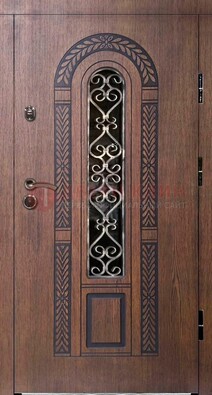 Стальная коричневая дверь с виноритом и МДФ ДВТ-81 в Климовске
