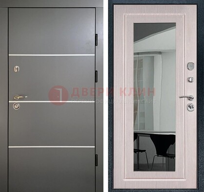 Черная металлическая дверь с зеркалом ДЗ-12 в Климовске
