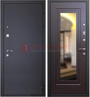 Черная железная дверь с зеркалом ДЗ-30 в Звенигороде