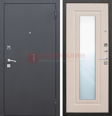 Черная входная дверь с зеркалом МДФ внутри ДЗ-31 в Климовске