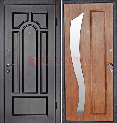 Темная железная дверь с зеркалом ДЗ-35 в Климовске